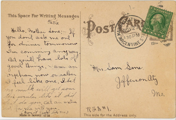 Pilgrim Reining In Turkey Thanksgiving Joys Vintage Postcard 1912