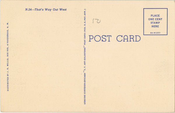 That's Way Out West Humorous Cowboy Poem Vintage Western Postcard (unposted) - Vintage Postcard Boutique