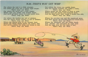 That's Way Out West Humorous Cowboy Poem Vintage Western Postcard (unposted) - Vintage Postcard Boutique
