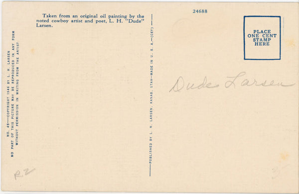 The Scout – Western L. H. Dude Larsen Vintage Postcard 1946 (unposted) - Vintage Postcard Boutique