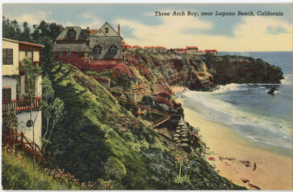 Three Arch Bay Near Laguna Beach California Vintage Postcard 1950