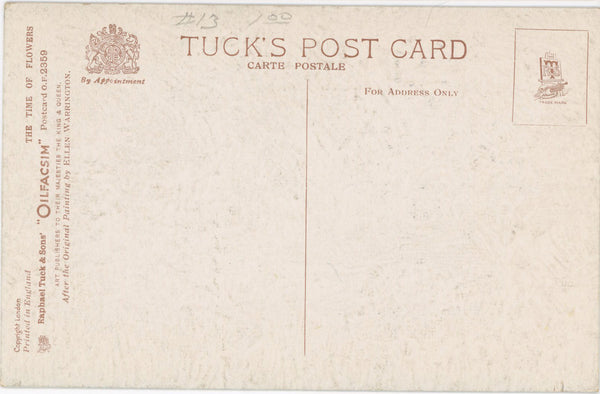 Tuck's Oilette Time of Flowers Botanical Vintage Postcard 1910s (unused)