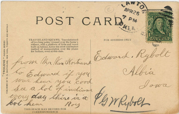 Travois & Squaws Vintage Native American Postcard signed INNES 1908