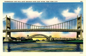 Triborough & Hell-Gate Bridges East River New York City NYC Vintage Postcard (unused) - Vintage Postcard Boutique