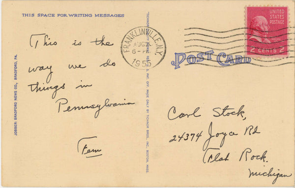 Deer Humor Log Cabin Hunting Trophies Comic Vintage Postcard 1955