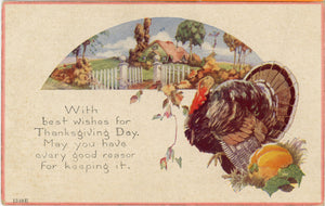 Thanksgiving Turkey Pumpkin Country Scene Vintage Postcard c. 1910 - Vintage Postcard Boutique