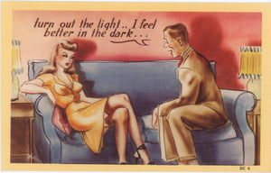 Turn Out the Light Risque Comic Vintage Postcard Signed CHET WARNER (unused) - Vintage Postcard Boutique