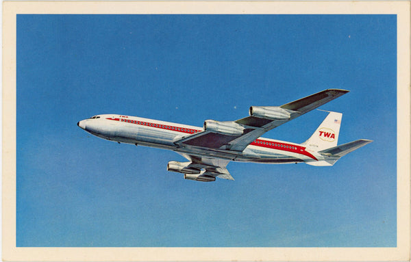 TWA Jet Plane 'Up Up and Away' Vintage Aviation Postcard c 1960s