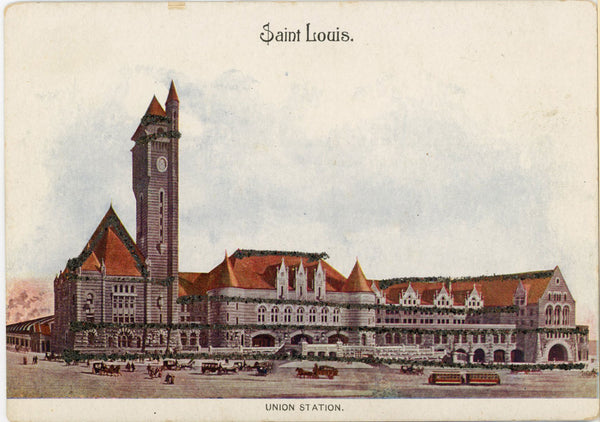 Union Station St. Louis Missouri Glitter Vintage Postcard c. 1901 (unposted)
