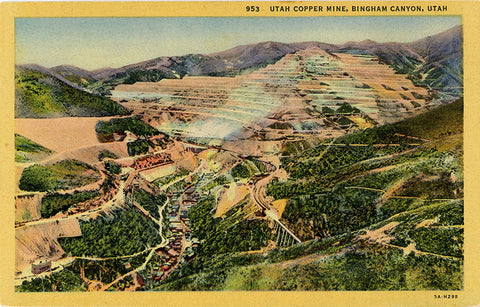 Bingham Copper Mine near Salt Lake City Utah Vintage Postcard (unused)