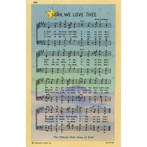 Utah We Love You Official Song Vintage Greeting Postcard 1940s (unused) - Vintage Postcard Boutique