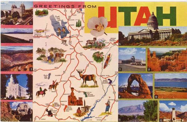 Utah State Map Multi View Vintage Postcard (unused) - Vintage Postcard Boutique