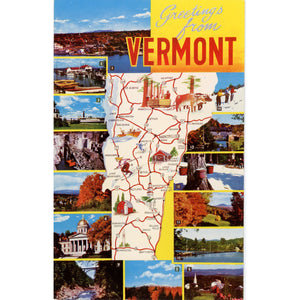 Vermont Multi View State Map Vintage Postcard (unused) - Vintage Postcard Boutique