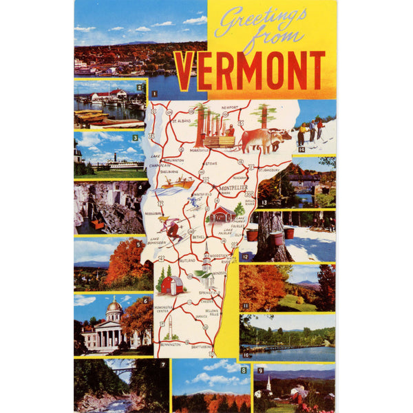 Vermont Multi View State Map Vintage Postcard (unused) - Vintage Postcard Boutique