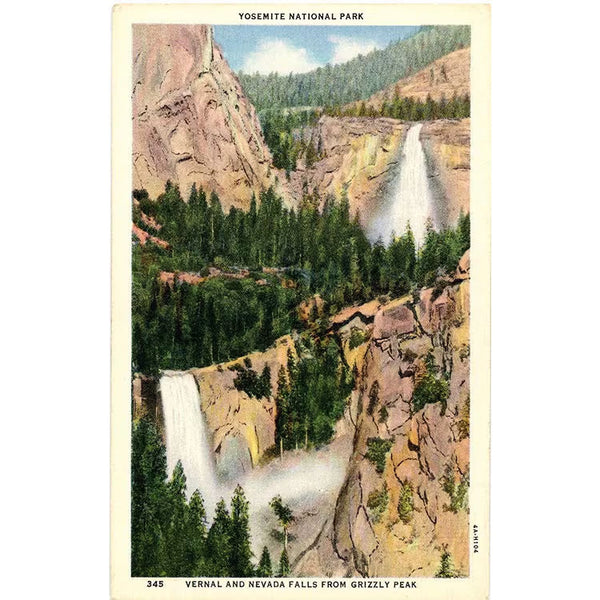 Yosemite National Park California Vernal & Nevada Falls Vintage Postcard (unused) - Vintage Postcard Boutique