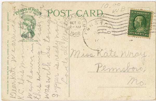 Priests of Pallas Violet Rose Kansas City Missouri Vintage Postcard 1909