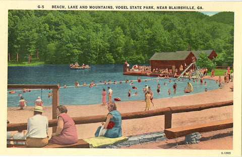 Vogel State Park Beach & Lake Blairsville Georgia Vintage Postcard (unused)
