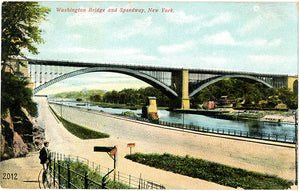 Washington Bridge & Speedway Harlem River New York City NYC Vintage Postcard 1910s (unused)
