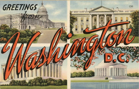 Washington DC Multi View Large Letter Vintage Postcard 1951