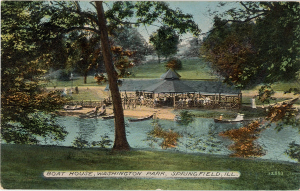 Springfield Illinois Washington Park Boat House Vintage Postcard c. 1910 (unused)