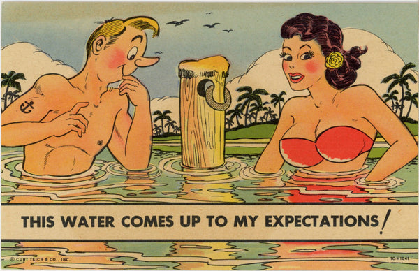 Water Comes Up to My Expectations Vintage Comic Postcard (unposted)