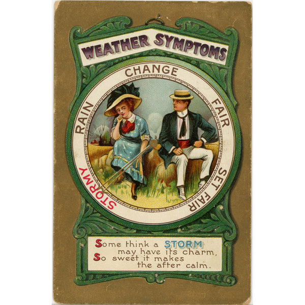 Weather Symptoms Romantic Couple Stormy Poem Vintage Postcard 1912