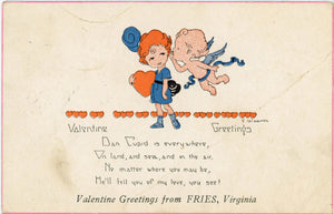 Cupid & Girl  Vintage Valentine Postcard 1923 signed WEAVER - Vintage Postcard Boutique