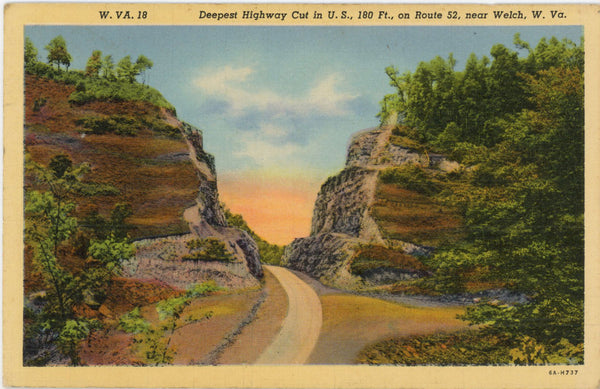 West Virginia U.S. Route 52 Near Welch Vintage Postcard 1948
