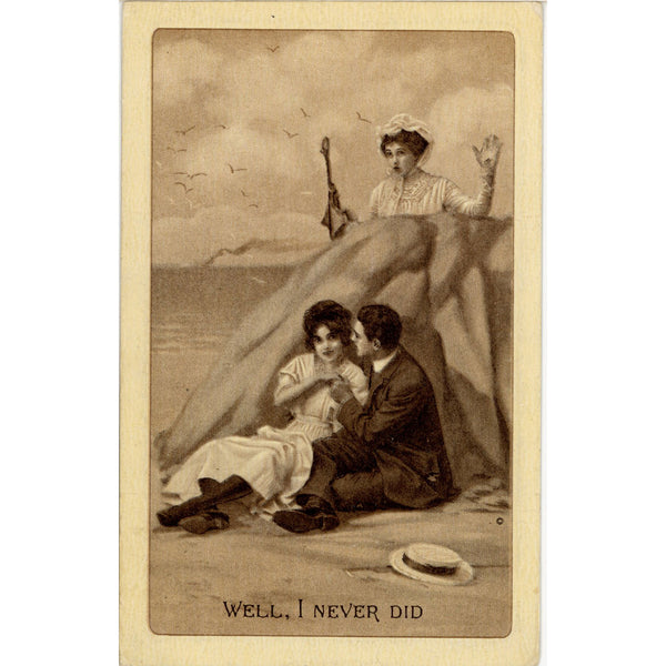 Well I Never Did Romantic Couple Humorous Vintage Postcard 1911