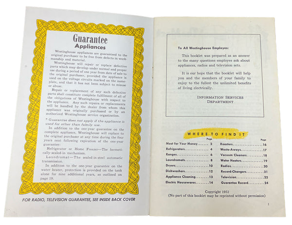 How to Get the Most for Your Money Booklet Westinghouse 1952