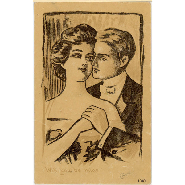 Will You Be Mine Romantic Couple VintagePostcard 1908