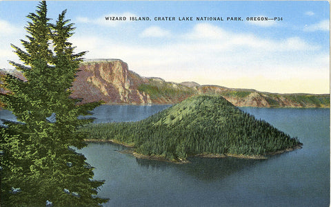 Wizard Island Crater Lake National Park Oregon Vintage Postcard  (unused)