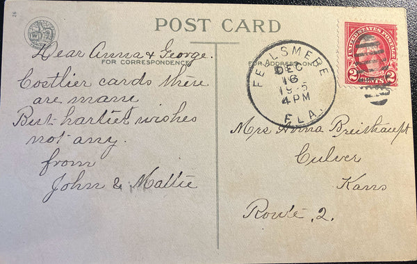 Vintage Christmas Postcard by Wolf & Co. Sleigh Ride on Snowy Road 1925