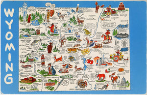 Wyoming State Map Vintage Postcard (unused) - Vintage Postcard Boutique