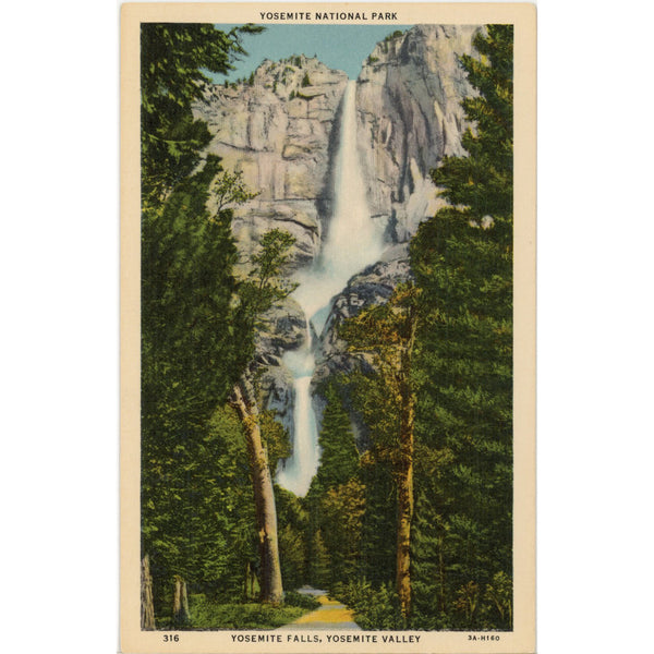 Yosemite Falls Yosemite National Park California Vintage Postcard (unposted)