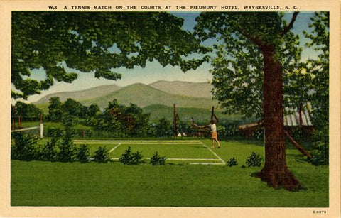 Waynesville North Carolina Piedmont Hotel Tennis Match Vintage Postcard (unused) - Vintage Postcard Boutique