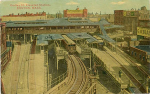 Boston Massachusetts Dudley Street Elevated Station Vintage Postcard circa 1910 (unused) - Vintage Postcard Boutique