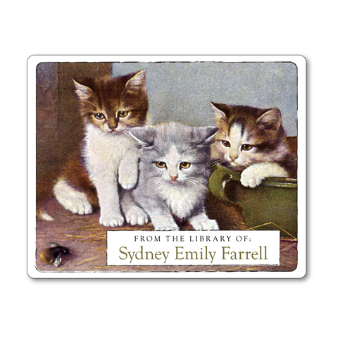 Three Little Kittens Personalized Bookplates - Ex Libris Book Labels - Gift for Cat Lover - Vintage Postcard Boutique