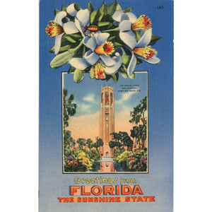 Florida Sunshine State Singing Tower Lake Wales Vintage Postcard 1939 - Vintage Postcard Boutique
