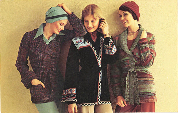 Fashion Show 1970s Belted Sweaters Vintage Postcard 1976 - Vintage Postcard Boutique