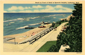 Ludington Michigan Beach at Epworth Heights Hotel Vintage Postcard (unused) - Vintage Postcard Boutique