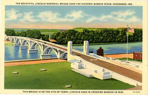 Vincennes Indiana Lincoln Memorial Bridge over Wabash River Vintage Postcard (unused) - Vintage Postcard Boutique