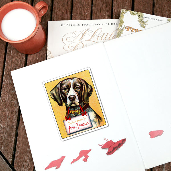 Vintage American Foxhound Personalized Bookplates - DOG LOVER GIFT - Vintage Postcard Boutique