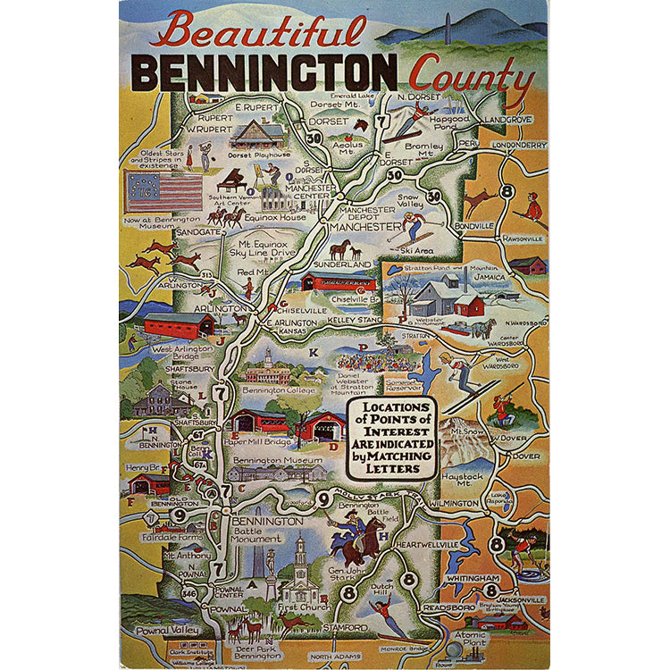 Bennington County Vermont State Map Vintage Postcard (unused) - Vintage Postcard Boutique