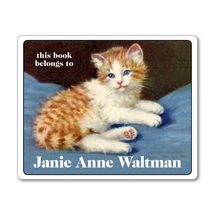 Vintage Blue-Eyed Kitten Personalized Bookplates - Custom Book Labels for Cat Lover - Vintage Postcard Boutique