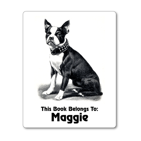 Personalized Bookplates - Vintage Boston Terrier Ex Libris Labels - Dog Lover Gift - Vintage Postcard Boutique