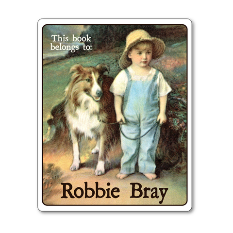 Vintage Collie & Barefoot Boy Custom Bookplates - Baby Shower Gift - Vintage Postcard Boutique