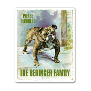 Lovable Bulldog Personalized Vintage Bookplates - Childrens Books - Vintage Postcard Boutique
