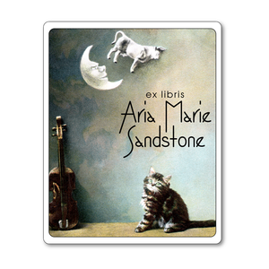 Cat and Fiddle Nursery Rhyme Vintage Personalized Bookplates - BABY SHOWER GIFT - Vintage Postcard Boutique