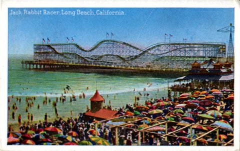 Long Beach California Jack Rabbit Racer Roller Coater Queens Amusement Park Vintage Postcard 1923 - Vintage Postcard Boutique